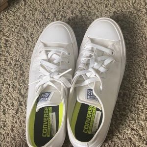 All White Converse Low Tops